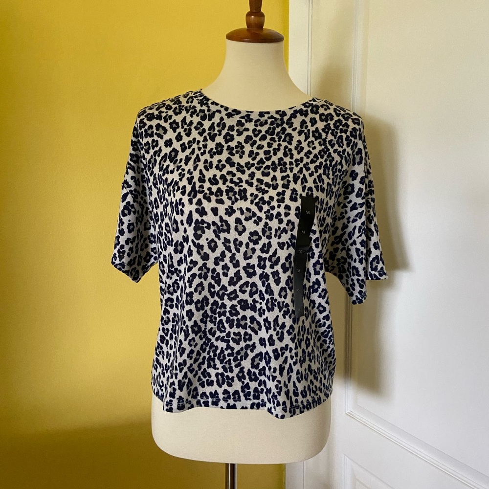 NWT Banana Republic Factory Sweater Top Blue/Grey Leopard